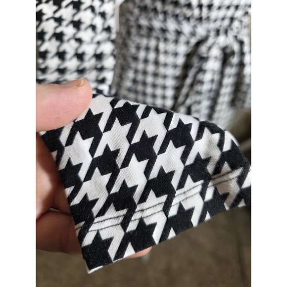 Good American Houndstooth Wrap Dress Long Sleeve Tie Waist Size 1 - Picture 4 of 7